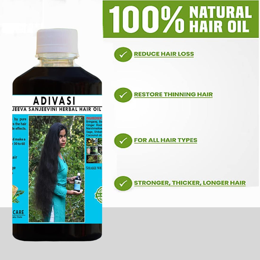 Adivasi Jeeva Sanjeevini Hair Oil Made By Pure Adivasi Ayurvedic Herbs (Pack Of 2 X 125 Ml)