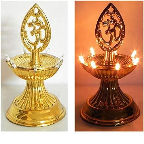 1 Layer Electric Gold LED Plastic Diya Light For Diwali Temple Decoration (Height: 5 inch)
