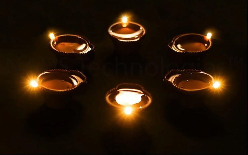 Water Sensor Led Diyas Candle with Water Sensing Technology E-Diya, Warm Orange Ambient Lights, Battery Operated Led Candles for Home Decor, Festivals Decoration (6 PCS)
