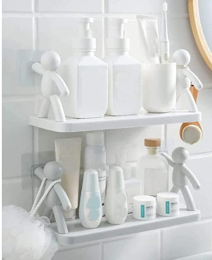 Bathroom Storage Shelves White Doll Shelf Storage Rack Wall Hanging (Pack of 2)