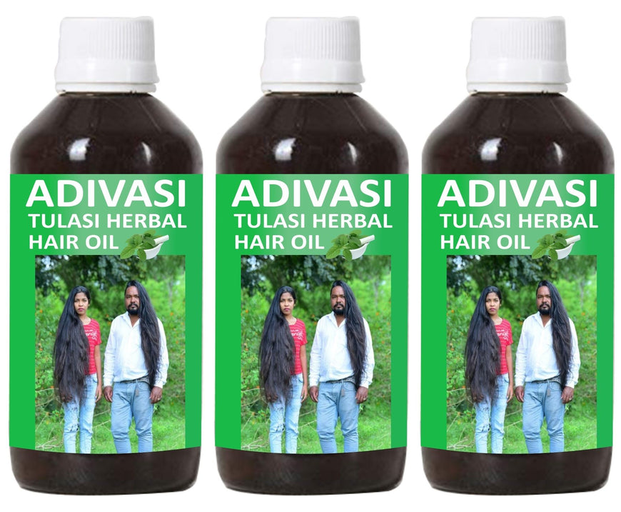 Adivasi Tulsi Herbal Hair Oil 125 ml (375 ML) (Pack of 3)
