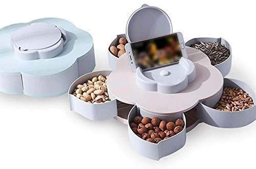 5 Compartments Flower Candy Box Serving Rotating Tray Dry Fruit 1 Piece Spice Set