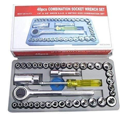 Multipurpose 40 in 1 Metal Screwdriver Socket Set and Bit Tool Kit Set Combination Wrench Tool